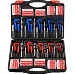 easchwork 261 Pieces Metric and SAE Thread Repair Kit HSS Drill Helicoil Kit with M5 M6 M8 M10 M12 1/4" 5/16" 3/8" 7/16" 1/2" Sizes