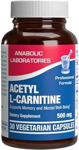 ALCAR Acetyl L-Carnitine 500mg - High Potency L Carnitine Supplement for Nerve Brain Memory Energy and Focus Support - Vegetarian Non-GMO & Made in The USA in cGMP Facilities - 30 Servings