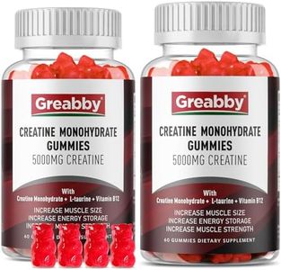 GREABBY Creatine Monohydrate Gummies - 5g Creatine Monohydrate for Women & Men, L-Taurine, B12, Creatine Chews for Muscle Growth, Increase Strength and Build Muscle, Mixed Berry Flavor 120 Count