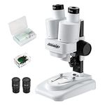 Aomekie® Microscope for Kids Students 20X 40X with 10Pcs Slides Insect Specimen Stereo Microscope for Kids with WF eyepieces LED Light Source Portable Stereoscope