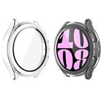 YoLin 2 Pack Hard Protective Case with Tempered Glass Screen Protector Compatible Samsung Galaxy Watch 6 44mm, PC Ultra-Thin All-around Cover For Samsung Galaxy Watch 6 44mm (2 Transparent)