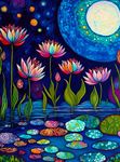 Waterlilies by Moonlight 1000-Piece Jigsaw Puzzle - Cross & Glory - Exquisite Artwork of Moonlit Waterlilies in a Serene Pond - Ideal for Relaxation and Display for Puzzle Aficionados