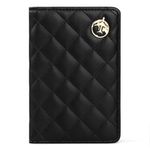 Lychii Passport Holder, Quilted PU Leather Passport Protective Covers with RFID Blocking, Travel Document Organizer for Women Men - Black