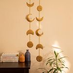 BS AMOR Moon Phase Garland Handmade Metal Boho Chic Decor Wall Wall Hanging Ornaments Apartment Dorm Office Nursery Living Room Bedroom Decorative Wall Art, Gold (Length 31 Inches) Pack of 2