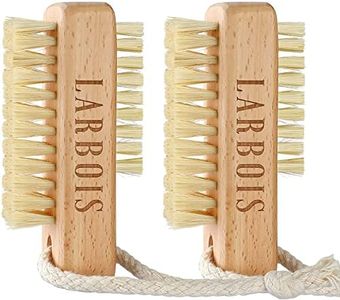Nail Brush,Larbois Wooden Nail Brushes for Cleaning Nails 2Pack Double Sided Nail Srubbing Brush Eco Friendly Fingernail Brush with Hanging Rope (Beechwood)