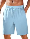 COOFANDY Mens Casual Shorts Elastic Waist Drawstring Textured Summer Beach Short Sky Blue