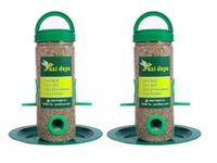 PAXI DAYA Window Bird Feeder Plastic Material Green Color Food Small and Medium Birds (Pack of 2)