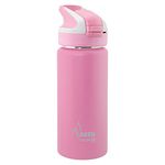 Laken Summit Insulated Kids Water Bottle with Sport Straw Cap and Lock, Double Wall Stainless Steel, Leakproof, 17oz, Pink