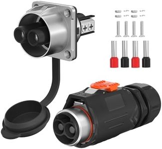 RVMARINEPAT 100 Amp Trolling Motor Plug and Receptacle Set 6 to 4 AWG Wire Circular Connector Fast Locking Plug 2 Pin Connector 12V-48V Power Connector Waterproof for Marine Boat