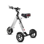 TopMate ES32 Electric Scooter 3 Wheels Foldable Trike with Seat for Adults, Light Weight Mobility Scooter with Reverse Function and Key Switch, 10 Inch Pneumatic Tires Tricycle for Commute and Travel