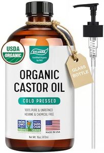 SYLVANA Organic Castor Oil with Pump (16oz Glass Bottle), USDA Certified Organic, Cold Pressed, Hexane Free, Vegan - 100% Pure Castor Oil for Hair Growth, Nourishing Skin, Lashes & Eyebrows