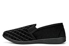 Jo & Joe Mens Austin Twin Gusset Slip On Carpet Slippers With Extra Large Sizes Black 13 UK