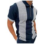 Men's Summer Casual Short Sleeve Zipper Polo Shirts Slim Fit Henley T-Shirt Fashion Printed Turn-Down Collar Tops Blouse