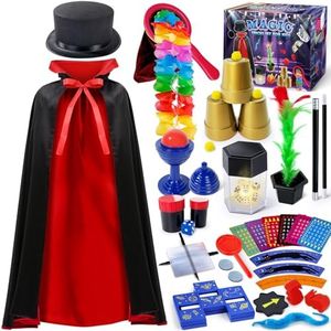 Heyzeibo Magic Kit, Magic Set with Instructions for Each Trick for Kids Ages 6 7 8 9 10 11 12, Magician Costume for Pretend Play, Boys & Girls