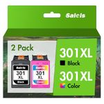 Salols 301 Ink Cartridges Combo Pack 301 XL Black and Colour Replacement for HP 301XL Ink Cartridges Multipack for HP Envy 5530 5532 4500 4502 DeskJet 2540 3050a 2542 1510 OfficeJet 2620 2622,2-Pack