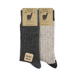 GoWith Alpaca Wool Socks for men and women, 2 pairs multipack, fine knit, warm, soft, cosy, natural wool, thermal, thick boot socks, walking hiking camping, beige brown size 9-11