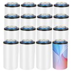 YOUKE OLA Can Cooler/Tumbler, 16 Pack Stainless Steel Insulated 12oz Sublimation Koozies, White, Double Vacuum & Sweat-free Design, Customized Gifts