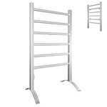 RELAX4LIFE Electric Towel Warmer, 6 Bar Aluminum Heated Towel Rail with 4 Non-Slip Mats, Wall Mounted & Free Standing Bathroom Towel Drying Rack