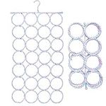 Focenat Scarf Hanger Holder with 28 Loops, Foldable Scarf Hanger Organizer Holder Wardrobe Space Saving Organiser Non-Slip for Storing Wrap Shawl Tie Belt Scarves Sock