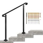 VEVOR Wrought Iron Handrail, Fit 2 or 3 Steps Outdoor Stair Railing, Adjustable Front Porch Hand Rail, Black Transitional Hand railings for Concrete Steps or Wooden Stairs with Installation Kit