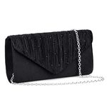 OSDUE Women Clutch Bag, Satin Clutch Bags, Glitter Envelope Clutch Bag With Detachable Chain Strap, Elegant Sequins Evening Clutch for Wedding Bridal Prom Cocktail Party Ladies Evening Bag