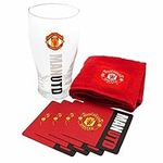 Official Manchester Utd Mini Bar Set (Pint Glass, Bar Towel & Coasters)