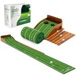 Putting Green Indoor Outdoor Mat: Golf Putting Mat with Durable Solid Wooden Base & Auto Ball Return, Luxurious Velvet Surface with Lay-Flat Technology - Christmas Ideal Gift for Men/Dad/Golfers