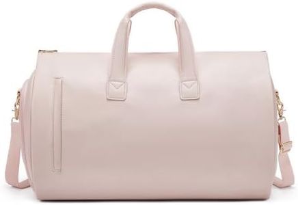 Garment Duffle Bags for Travel,Convertible Carry on Garment Bag with Shoe Compartment,2 in 1 Faux Leather Waterproof Travel Suit Bag with Shoulder Strap for Men Women, Pink, Fasion