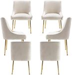ZHENGHAO Velvet Dining Chairs Set of 6, Modern Accent Kitchen Chairs with Gold Legs Upholstered Guest Chairs for Living Room/Kitchen/Restaurant, White