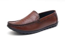 ARAMISH Tan Genuine Leather Stylish Loafers for Men - 5 UK