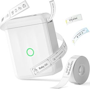 TITAN TECH Label Printer Machine - Mini Portable Label Printer for Office Use - Mini Thermal Printer for Mobile - Small Inkless Bluetooth Printer for Label, Sticker and Barcode (White)