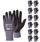 KAYGO Safety Work Gloves MicroFoam Nitrile Coated-12 Pairs, KG18NB,Seamless Knit Nylon Glove with Black Micro-Foam Nitrile Grip,Ideal for General Purpose,Automotive,Home Improvement,large