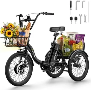 Skeri Electric Trike, 500W(Peak 1000W) Electric Tricycle for Adults, 20" Folding 3-Wheel Electric Bicycle, Step-Thru E Trike with 624WH Removable Battery and Large Basket, Black