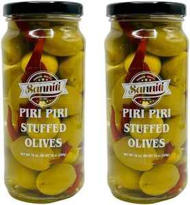 Sanniti Piri Piri Peppers Stuffed Greek Olives, Net Weight 16 oz - Drained Weight 10 oz (Pack of 2)