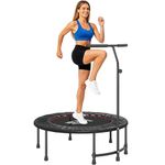 HOMCOM 40" Fitness Trampoline, Mini Trampoline Bungee Rebounder with Adjustable Handle for Indoor Exercise Workout, Black