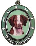 Brittany Spaniel Key Chain"Spinning Pet Key Chains"Double Sided Spinning Center with Brittany Spaniels Face Made of Heavy Quality Metal Unique Stylish Brittany Spaniel Gifts