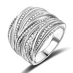 Mytys Silver Intertwined Statement Ring Wedding Band Rings Enhancers for Women Men 18mm Wide (Size 11)