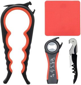 Otstar Latest Jar Opener for Seniors with Arthritis, Weak Hands, Multi-function Bottle Opener with Non Slip Rubber Jar Opener Gripper Pad and Corkscrew Wine Opener