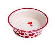 Petface Red Hearts Flared Ceramic Bowl for Cats