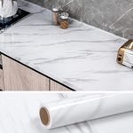 WISDOM Marble Wallpaper Furniture (60 X 300 cm) Kitchen Counter, Cabinet Makeover, Almirah, Plastic & Wooden Tabletop Self Adhesive Wallpaer (White Marble)