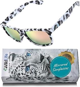 Sleep ZM 4WildLife Collection Snow Leopard Print Inspired Polarized Sunglasses with Blush Pink Mirrored Lens Help Block Blue Light and Save Snow Leopards and the Planet