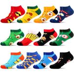 WeciBor Men's Cool Colorful Ankle Socks Novelty Funny Casual Low Cut Sock 12 Pack