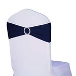 WENSINL Pack of 100 Spandex Chair Sashes Bows Elastic Chair Bands with Buckle Slider Sashes Bows Decorations Without White Covers (Navy)