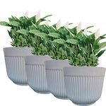 SOUVENIR IMAGINEA 12 inch Plastic planters Big Size Outdoor Gardening Plant Container for Garden Terrace Balcony Patio Nursery Indoor Large Flower Pots for Home Office Decor (Pack of 4)