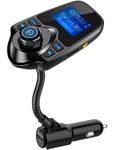 Nulaxy Wireless In-Car Bluetooth FM Transmitter Radio Adapter Car Kit W 1.44 Inch Display Supports TF/SD Card and USB Car Charger for All Smartphones Audio Players