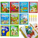 9pack Water Coloring Books, Reusable Water Painting Book, Water Magic Paint Set Drawing Books for Travel Toys Toddlers Educational School Classroom Gifts for Boy Girl (9PACK BOY THEME)