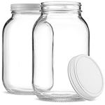 Paksh Novelty Jars with Lids, Mason Jars 1 Gallon, 2 Pack Wide Mouth Glass Jars, Airtight Canning Jars, Overnight Oats Jars, Salad Jars, USDA Approved BPA-Free Dishwasher Safe Round Clear Jar