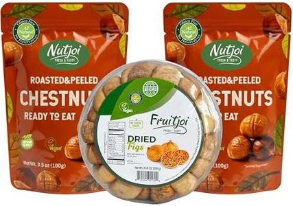Roasted & Peeled Chestnuts and Dried Figs Bundle – Mediterranean Healthy Snack Variety Pack – 2 Packs Ready to Eat Chestnuts + 1 Pack Natural Dried Figs, Vegan, Gluten Free