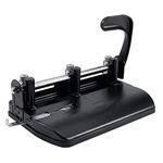 Officemate Heavy Duty Adjustable 2-3 Hole Punch with Lever Handle, 32-Sheet Capacity, Black (90078)