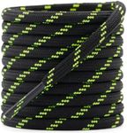 DELELE 2 Pair Non-slip Outdoor Mountaineering Hiking Walking Shoelaces Round Black Fluorescent Green String Rope Boot Laces Strong Durable Bootlaces-62.99"